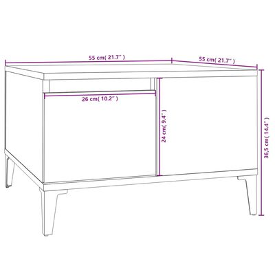 vidaXL Salontafel 55x55x36,5 cm bewerkt hout grijs sonoma eikenkleurig