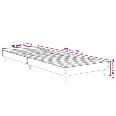 vidaXL Bedframe zonder matras bewerkt hout bruin eikenkleur 75x190 cm