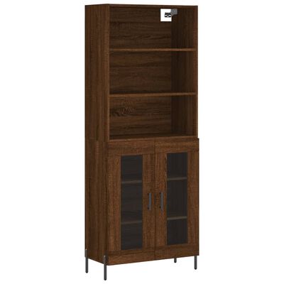 vidaXL Hoge kast 69,5x34x180 cm bewerkt hout bruin eikenkleur