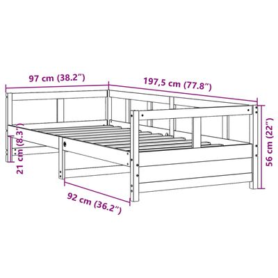 vidaXL Slaapbank me matras 90x190 cm massief grenenhout wasbruin