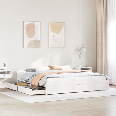 vidaXL Bedframe zonder matras massief grenenhout wit 200x200 cm