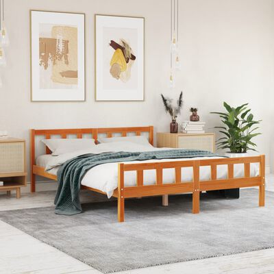 vidaXL Bedframe zonder matras massief grenenhout wasbruin 150x200 cm