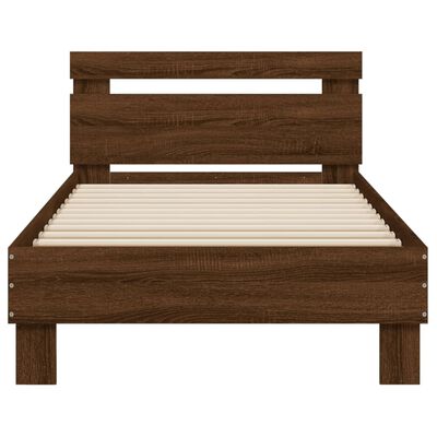 vidaXL Bedframe met hoofdbord zonder matras bruin eikenkleur 75x190 cm