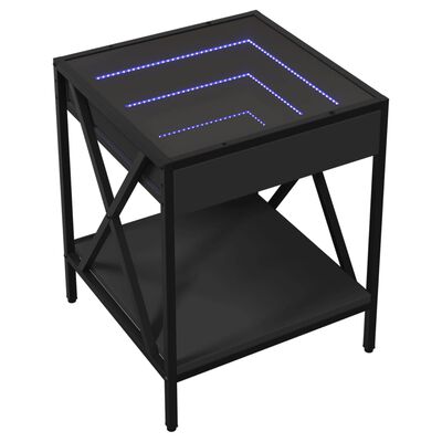 vidaXL Salontafel met Infinity LED 40x40x49 cm zwart