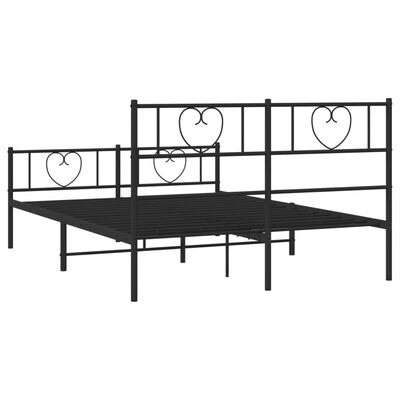 vidaXL Bedframe met hoofd- en voeteneinde metaal zwart 140x190 cm