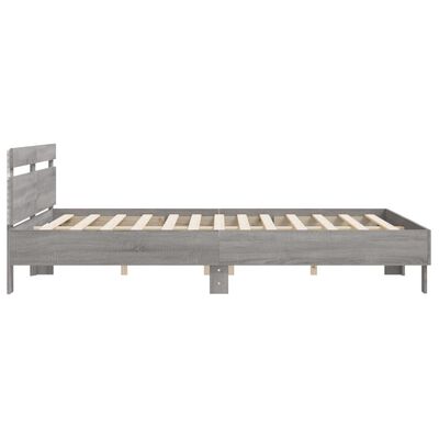 vidaXL Bedframe met hoofdeinde en LED-licht grijs sonoma 180x200 cm