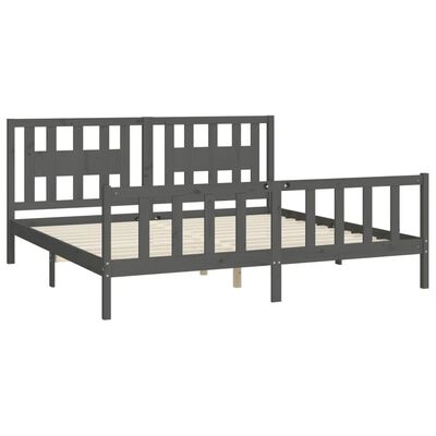 vidaXL Bedframe met hoofdbord massief grenenhout grijs 200x200 cm