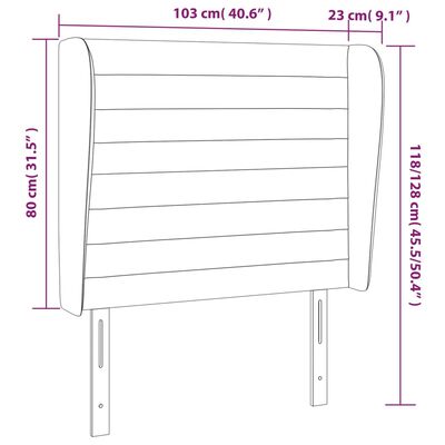 vidaXL Hoofdbord met randen 103x23x118/128 cm stof taupe