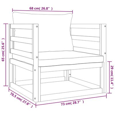 vidaXL 6-delige Loungeset met kussens massief hout taupe