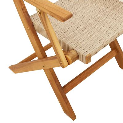 vidaXL Tuinstoelen 4 st inklapbaar poly rattan en massief hout beige