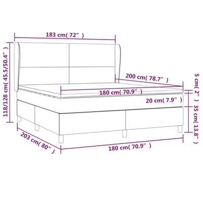 vidaXL Boxspring met matras kunstleer cappuccinokleurig 180x200 cm