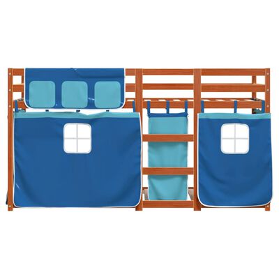 vidaXL Stapelbed met gordijnen 90x200 cm massief grenenhout blauw