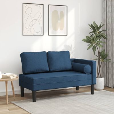 vidaXL Chaise longue met kussens stof blauw