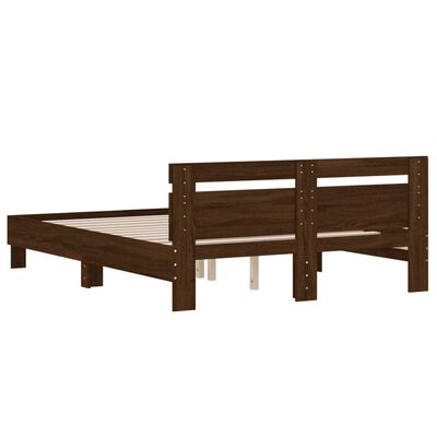 vidaXL Bedframe met hoofdeinde bewerkt hout bruineikenkleur 140x190 cm