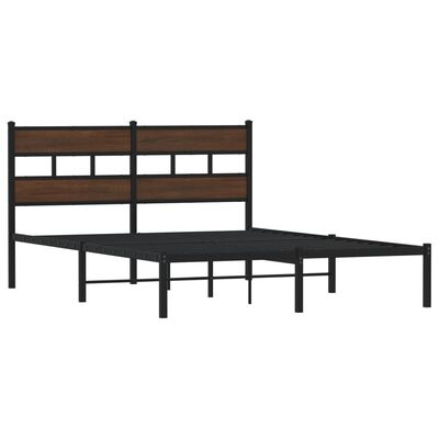 vidaXL Bedframe met hoofdbord zonder matras bruin eiken 140x190 cm