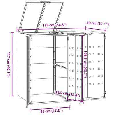 vidaXL Containerberging voor 2 containers 138x79x117 cm staal zwart