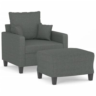 vidaXL Fauteuil met voetenbank 60 cm stof donkergrijs