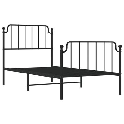 vidaXL Bedframe met hoofd- en voeteneinde metaal zwart 90x200 cm