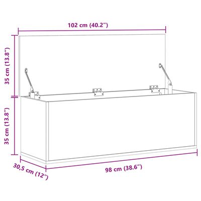 vidaXL Opbergbox 102x35x35 cm bewerkt hout grijs sonoma eikenkleurig