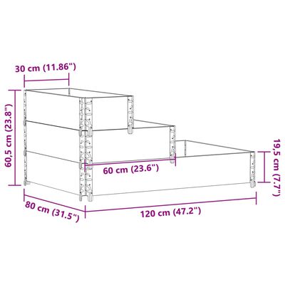 vidaXL Verhoogde plantenbak 3-laags 120x80 cm massief grenenhout