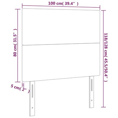 vidaXL Hoofdbord LED 100x5x118/128 cm fluweel donkergrijs