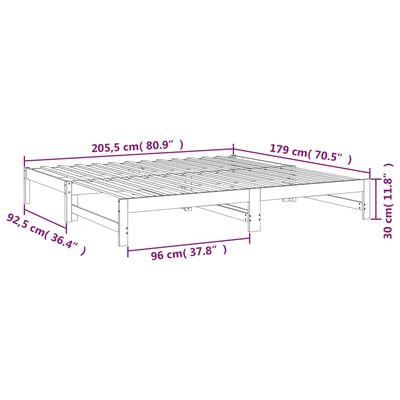 vidaXL Slaapbank uitschuifbaar massief grenenhout wit 2x(90x200) cm