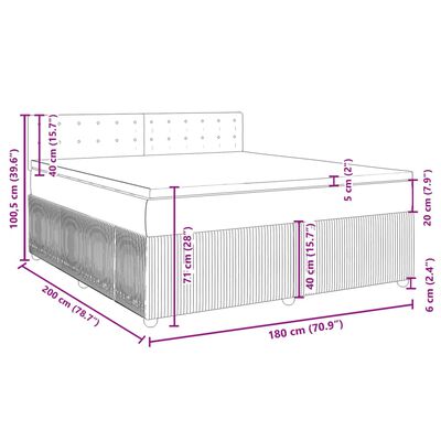 vidaXL Boxspring met matras fluweel lichtgrijs 180x200 cm