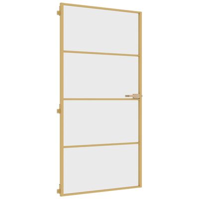 vidaXL Binnendeur smal 102,5x201,5 cm gehard glas en aluminium goud