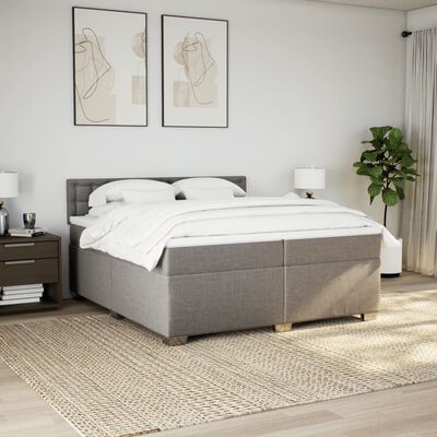 vidaXL Boxspring met matras stof taupe 200x200 cm