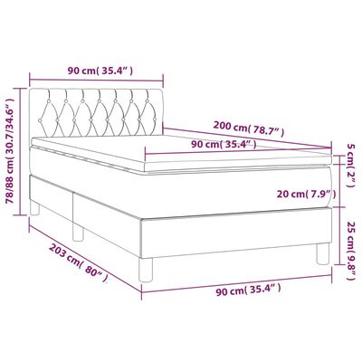 vidaXL Boxspring met matras stof lichtgrijs 90x200 cm