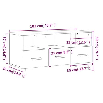 vidaXL Tv-meubel 102x36x50 cm bewerkt hout gerookt eikenkleurig