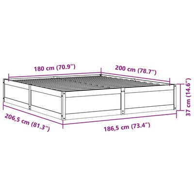 vidaXL Bedframe zonder matras massief grenenhout wit 180x200 cm