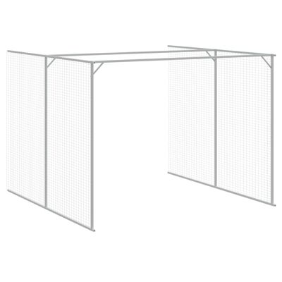 vidaXL Hondenhok met ren 214x457x181 cm staal lichtgrijs