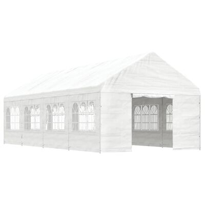 vidaXL Prieel met dak 8,92x4,08x3,22 m polyetheen wit