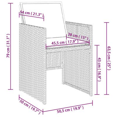 vidaXL 5-delige Tuinset met kussens poly rattan lichtgrijs