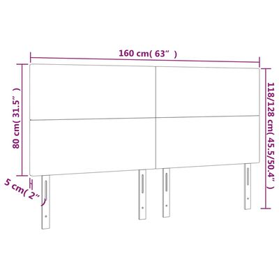 vidaXL Hoofdborden 4 st 80x5x78/88 cm fluweel zwart