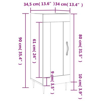 vidaXL Dressoir 34,5x34x90 cm bewerkt hout betongrijs