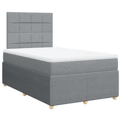 vidaXL Boxspring met matras stof lichtgrijs 120x190 cm