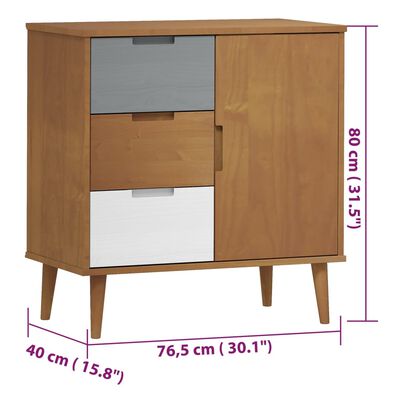 vidaXL Dressoir MOLDE 76,5x40x80 cm massief grenenhout bruin