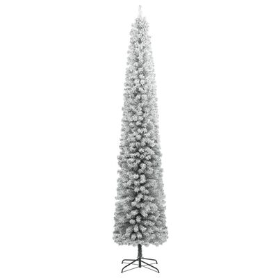 vidaXL Kunstkerstboom smal met standaard en sneeuw 300 cm PVC