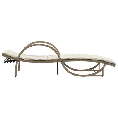 vidaXL Ligbed met kussen 60x199x42 cm poly rattan beige