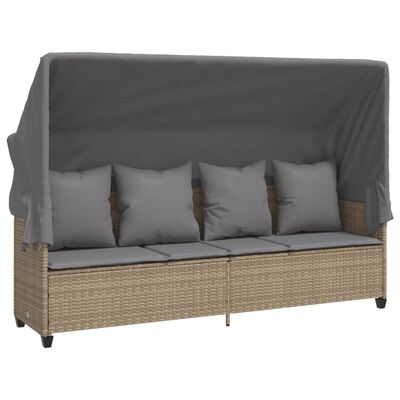 vidaXL 5-delige Loungeset met kussens poly rattan beige