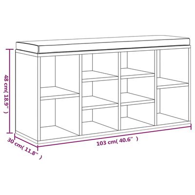 vidaXL Schoenenbank 103x30x48 cm bewerkt hout betongrijs