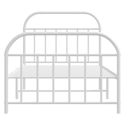 vidaXL Bedframe met hoofd- en voeteneinde metaal wit 100x190 cm