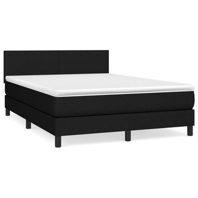 vidaXL Boxspring met matras stof zwart 140x190 cm