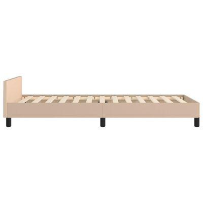 vidaXL Bedframe met hoofdbord kunstleer cappuccinokleurig 90x200 cm