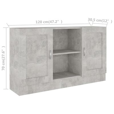 vidaXL Dressoir 120x30,5x70 cm bewerkt hout betongrijs