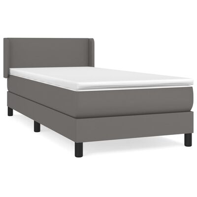 vidaXL Boxspring met matras kunstleer grijs 90x190 cm