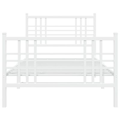 vidaXL Bedframe met hoofd- en voeteneinde metaal wit 100x190 cm