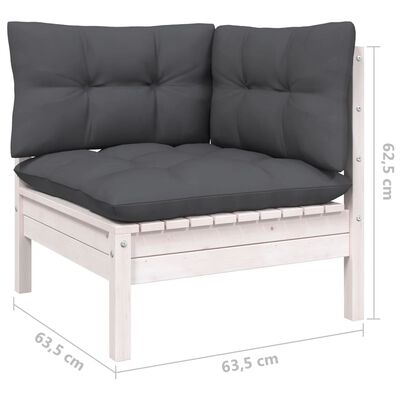 vidaXL 9-delige Loungeset met kussens massief grenenhout wit